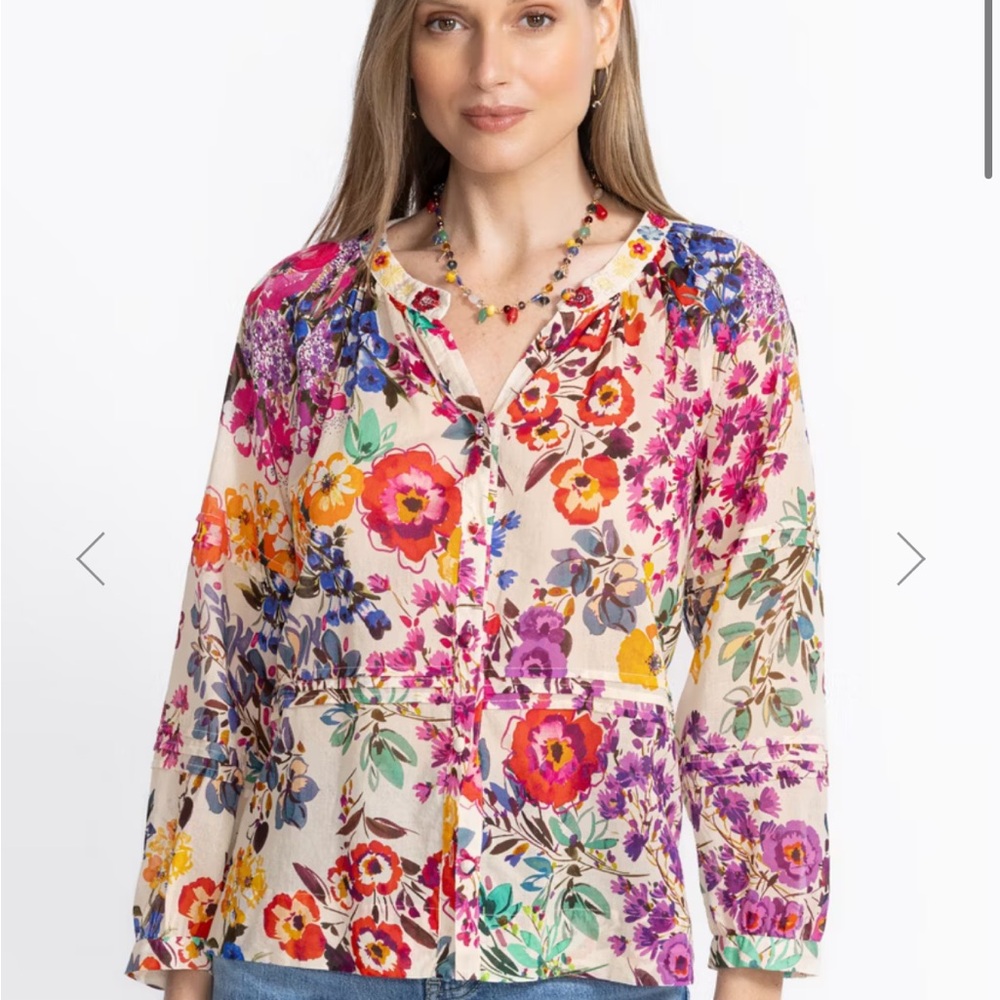 NWT JOHNNY WAS RAGLAN PINTUCK BLOUSE - Picture 2 of 5